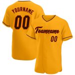 Custom Name Number Personalized Gold Brown-Orange Baseball Jersey - Authentic Team Apparel Personalized Gold Brown-Orange