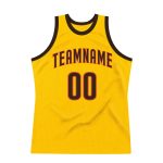 Custom Name and Number Personalized Authentic Basketball Jersey - Gold Brown-Orange Throwback Style Personalized Gold Brown-Orange