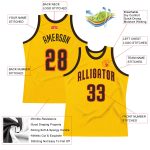Custom Name and Number Personalized Authentic Basketball Jersey - Gold Brown-Orange Throwback Style Personalized Gold Brown-Orange