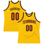 Custom Name and Number Personalized Authentic Basketball Jersey - Gold Brown-Orange Throwback Style Personalized Gold Brown-Orange