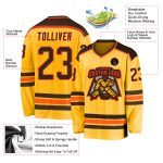 Personalized Gold Brown and Orange Hockey Jersey for Fans and Players Personalized Gold Brown-Orange Hockey Jersey