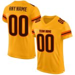 Personalized Gold Brown-Orange Mesh Football Jersey with Custom Name and Number - Authentic Team Apparel Personalized Gold