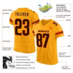 Personalized Gold Brown-Orange Mesh Football Jersey with Custom Name and Number - Authentic Team Apparel Personalized Gold