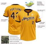 Custom Name and Number Unisex Softball Jersey - Personalized Gold Brown Pinstripe Two-Button Design Personalized Gold Brown