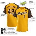 Custom Name and Number Personalized Baseball Jersey - Authentic Gold Brown-White Raglan Sleeves Personalized Gold Brown-White