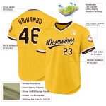 Custom Name and Number Baseball Jersey - Personalized Gold Brown White Authentic Throwback Personalized Gold Brown-White