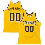 Custom Personalized Gold White Brown Basketball Jersey with Name & Number - Authentic Throwback Style Personalized Gold Brown-White