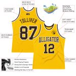 Custom Personalized Gold White Brown Basketball Jersey with Name & Number - Authentic Throwback Style Personalized Gold Brown-White