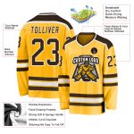 Personalized Gold Hockey Jersey | Brown and White Custom Jersey for Fans Personalized Gold Brown-White Hockey Jersey