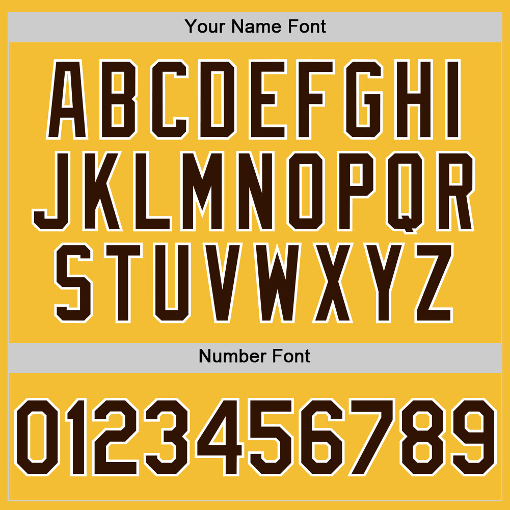 Personalized Gold Brown-White Line Authentic Baseball Jersey Team Custom Name and Number Custom Name and Number Personalized Baseball Jersey in Gold Brown-White Line, Authentic Team Apparel Personalized Gold Brown-White - Image 5