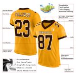 Personalized Gold Brown-White Authentic Football Jersey - Custom Mesh Design Personalized Gold Brown-White Mesh Authentic