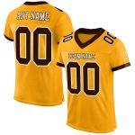 Personalized Gold Brown-White Authentic Football Jersey - Custom Mesh Design Personalized Gold Brown-White Mesh Authentic
