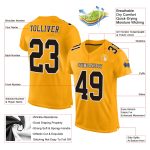 Custom Name & Number Personalized Gold Brown-White Authentic Football Jersey Mesh Team Personalized Gold Brown-White Mesh