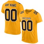 Custom Name & Number Personalized Gold Brown-White Authentic Football Jersey Mesh Team Personalized Gold Brown-White Mesh