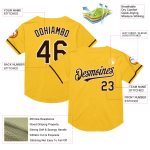 Customizable Gold Brown-White Mesh Baseball Jersey with Personalized Name and Number - Authentic Throwback Style Personalized