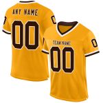 Custom Personalized Team Football Jersey - Gold Brown-White Mesh with Name & Number, Authentic Throwback Design Personalized