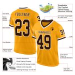 Custom Personalized Team Football Jersey - Gold Brown-White Mesh with Name & Number, Authentic Throwback Design Personalized