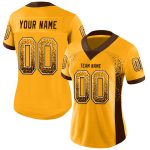 Custom Name and Number Football Jersey in Gold Brown White Mesh - Drift Fashion Team Apparel Personalized Gold Brown-White