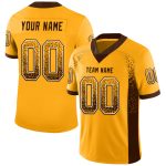 Custom Name and Number Football Jersey in Gold Brown White Mesh - Drift Fashion Team Apparel Personalized Gold Brown-White