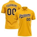 Custom Name Number Golf Polo Shirt - Personalized Gold Brown-White Vapor Performance Tee Personalized Gold Brown-White Performance