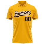 Custom Name Number Golf Polo Shirt - Personalized Gold Brown-White Vapor Performance Tee Personalized Gold Brown-White Performance