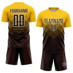 Custom Name Number Soccer Jersey Uniform - Personalized Brown White Gold Sublimation Team Gear Personalized Gold Brown-White
