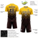 Custom Name Number Soccer Jersey Uniform - Personalized Brown White Gold Sublimation Team Gear Personalized Gold Brown-White