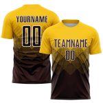 Custom Name Number Soccer Jersey Uniform - Personalized Brown White Gold Sublimation Team Gear Personalized Gold Brown-White