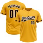 Personalized Gold Brown White Softball Jersey Unisex Two-Button Design Personalized Gold Brown-White Two-Button Unisex Softball