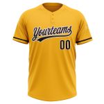 Personalized Gold Brown White Softball Jersey Unisex Two-Button Design Personalized Gold Brown-White Two-Button Unisex Softball