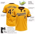 Custom Team Name & Number Unisex Softball Jersey - Personalized Gold Brown-White Two-Button Design Personalized Gold Brown-White