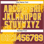 Custom Name Number Baseball Jersey - Personalized 3D Abstract Brush Stroke Design in Gold and Burgundy-White Personalized
