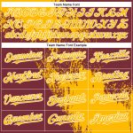 Custom Name Number Baseball Jersey - Personalized 3D Abstract Brush Stroke Design in Gold and Burgundy-White Personalized