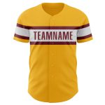 Custom Name and Number Gold Burgundy-White Baseball Jersey - Personalized Authentic Team Jersey Personalized Gold Burgundy-White