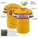 Custom Name and Number Gold Burgundy-White Baseball Jersey - Personalized Authentic Team Jersey Personalized Gold Burgundy-White