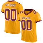Personalized Gold Burgundy White Authentic Football Jersey - Custom Team Apparel Personalized Gold Burgundy-White Mesh Authentic