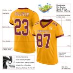 Personalized Gold Burgundy White Authentic Football Jersey - Custom Team Apparel Personalized Gold Burgundy-White Mesh Authentic