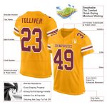 Custom Name Number Mesh Football Jersey - Personalized Gold Burgundy White Authentic Team Jersey Personalized Gold Burgundy-White