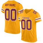 Custom Name Number Mesh Football Jersey - Personalized Gold Burgundy White Authentic Team Jersey Personalized Gold Burgundy-White