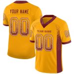 Custom Name Number Fashion Football Jersey - Personalized Gold Burgundy-White Mesh Design Personalized Gold Burgundy-White