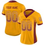 Custom Name Number Fashion Football Jersey - Personalized Gold Burgundy-White Mesh Design Personalized Gold Burgundy-White