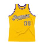 Custom Name and Number Personalized Gold Camo-Purple Basketball Jersey - Authentic Throwback Design Personalized Gold Camo-Purple