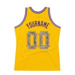 Custom Name and Number Personalized Gold Camo-Purple Basketball Jersey - Authentic Throwback Design Personalized Gold Camo-Purple