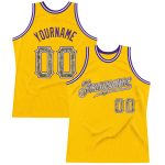 Custom Name and Number Personalized Gold Camo-Purple Basketball Jersey - Authentic Throwback Design Personalized Gold Camo-Purple