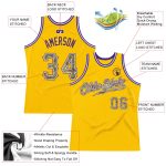 Custom Name and Number Personalized Gold Camo-Purple Basketball Jersey - Authentic Throwback Design Personalized Gold Camo-Purple