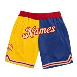 Custom Name Number Personalized Gold Cream Basketball Shorts Split Fashion - Authentic Throwback Team Apparel Personalized