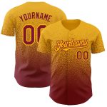 Custom Name and Number Personalized Gold Crimson Baseball Jersey - Authentic Fade Fashion Team Jersey Personalized Gold Crimson