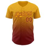 Custom Name and Number Personalized Gold Crimson Baseball Jersey - Authentic Fade Fashion Team Jersey Personalized Gold Crimson