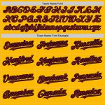 Custom Name & Number Authentic Baseball Jersey in Gold, Crimson, Black - Personalized Arm Shapes Design Personalized Gold