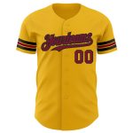 Personalized Gold Crimson & Black Authentic Baseball Jersey for Men Personalized Gold Crimson-Black Authentic Baseball Jersey